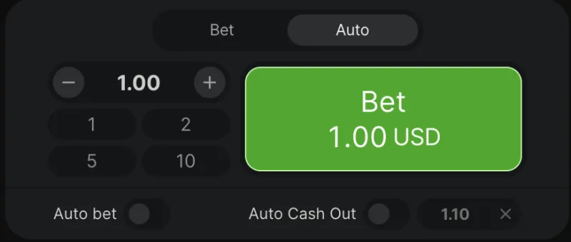 Panneau de pari automatique Aviator avec options Auto Bet et Auto Cash Out